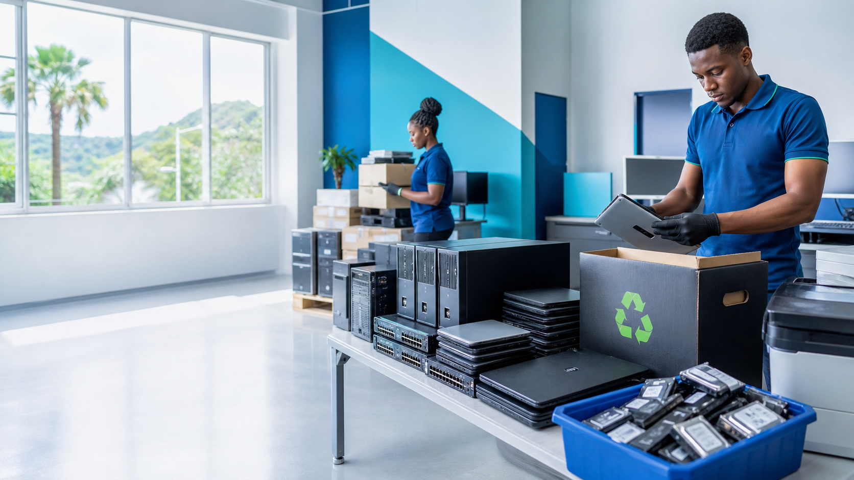 Technology equipment prepared for responsible IT asset disposal